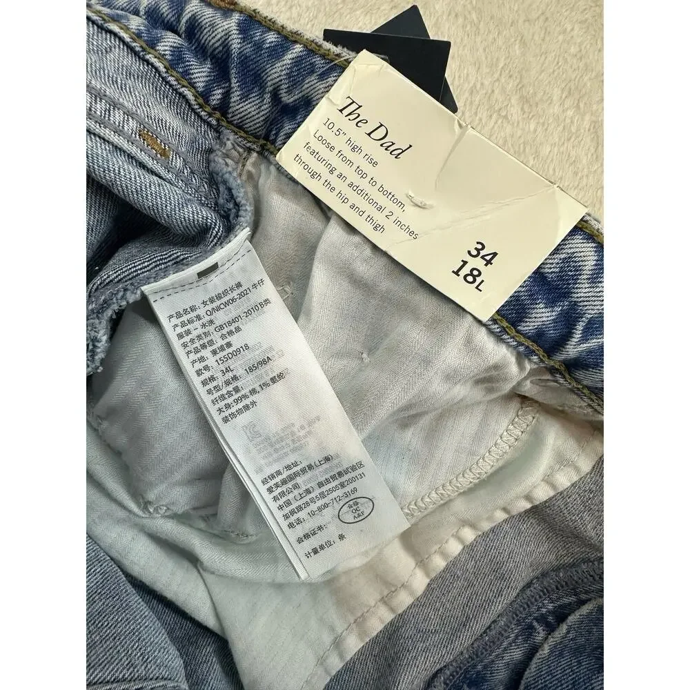 NWT Women's Abercrombie & Fitch Dad High Rise Med Wash Curve Love Jeans 18 Long
